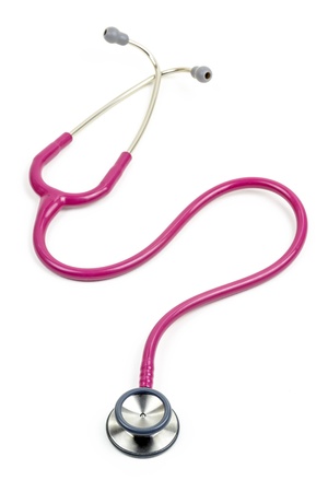 Stethoscope. Red Stethoscope. White Background. の写真素材