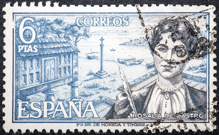 SPAIN - CIRCA 1968: stamp printed by Spain, shows Rosalia de Castro, circa 1968 のeditorial素材