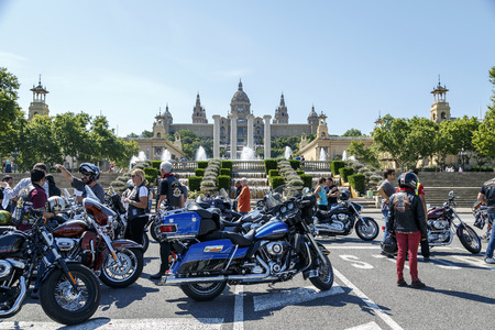 BARCELONA, SPAIN - JULY 05, 2014: Harley Davidson customized for exhibition during BARCELONA HARLEY DAYS 2014のeditorial素材