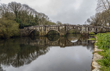 Roman bridge in Brandomil, Camino de Santiago, A Galicia, Spainの写真素材