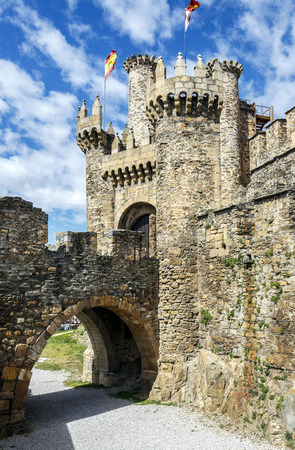 Home or main entrance of Templar castle in Ponferrada, the Bierzo, Spain.のeditorial素材
