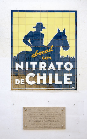 Trujillo, Spain - March 17, 2016: The patromonio Trujillo Culture in recognition of the historical relacciones with Chile recognized this plate.のeditorial素材