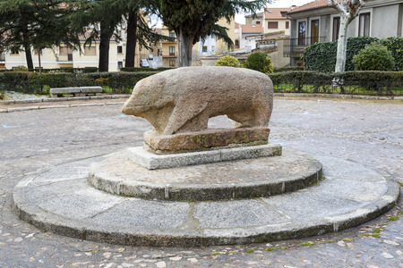 Granite boar in Ciudad Rodrigo, Salamanca Spain. Veton origin of the pre-Roman periodの写真素材