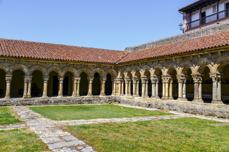 Collegiate church, Colegiata of Santa Juliana, romanesque style in the touristic village of Santillana del Mar, province Santander, Cantabria, Spainの写真素材