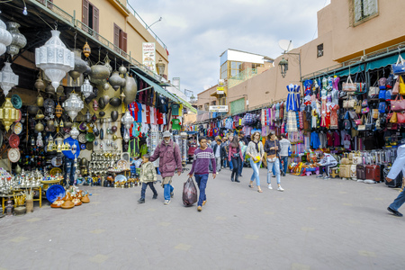 Marrakech, Morocco - Marzo 04, 2017: Jemaa el Fna (also Jemaa el-Fnaa Djema el-Fna or Djemaa el-Fnaa) is a square and market place in Marrakesh's medina quarter.のeditorial素材