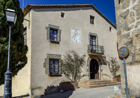Sun clock in the Rectory of Sant Pere in Premia de D alt, province of Barcelona Spainのeditorial素材