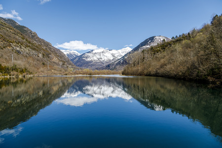 Cardet reservoir, different from that of Llesp, is located in the Vall de Boi next to the town of Barrueraの写真素材