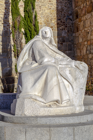 Avila, Spain - April 18, 2014:  Monument of Saint Teresa of Avila, Placed along with the south wall of the cityのeditorial素材
