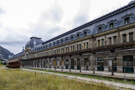 Canfranc, Spain - August 30, 2017: Abandoned railway station of Canfranc Huesca Spainの写真素材