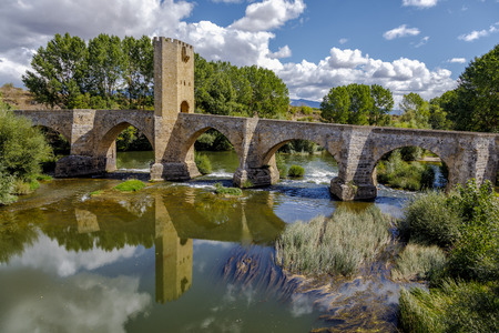 Medieval bridge of Frias in Burgos, Spainの写真素材