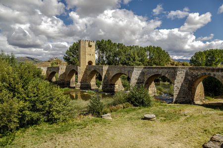 Medieval bridge of Frias in Burgos, Spainの写真素材