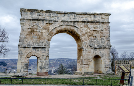 Roman arch of Medinaceli (2nd-3rd century) Soria province Castilla-Leon Spainの写真素材