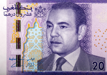 MOROCCO - CIRCA 2005: Mohammed VI  (born 1963) on 20 Dirhams 2005 Banknote from Morocco. King of Morocco since 1999のeditorial素材