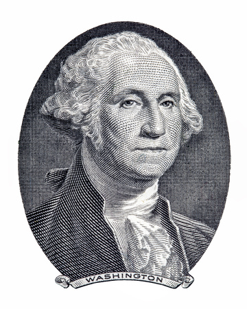 Save Download Preview Portrait of first U.S. president George Washington as he looks on one dollar bill obverse.のeditorial素材