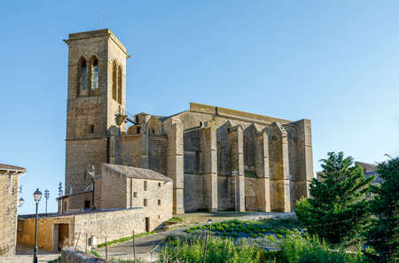 San Pedro church from fortress, in Artajona Navarra Spainのeditorial素材
