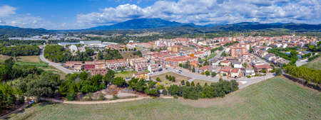 Panoramic of the city of Hostalric, municipality and Spanish town in the province of Gerona, in Cataloniaのeditorial素材