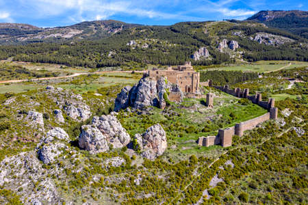 Castle of Loarre is a Romanesque Castle and Abbey located in the Aragon autonomous region of Spain. It is the oldest castles in Spainの写真素材