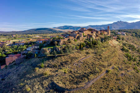 Panoramic aerial view of Alcala de Moncayo Zaragoza Aragon Spainのeditorial素材