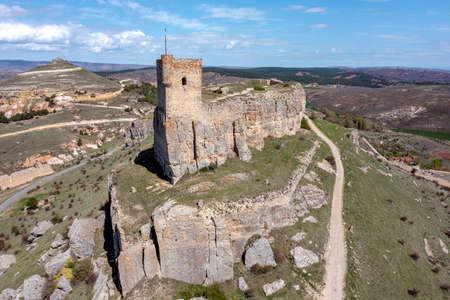 Homenaje tower of Castle Atienza medieval fortress of the twelfth century (Route of Cid and Don Quixote) Guadalajara province Castilla La Mancha Spain.のeditorial素材