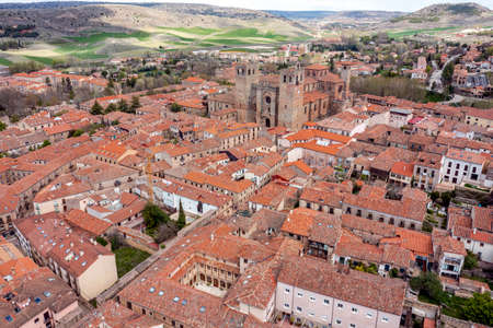 Siguenza Guadalajara province Castilla Leon Spain, general panoramic view detail of the cathedralのeditorial素材