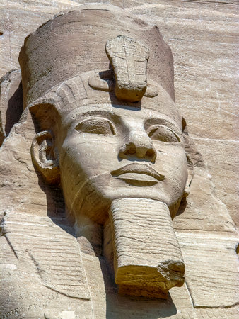 Ancient egyptian pharaoh Rameses II sculpture. 1264 year BC. Abu Simbel Egypt