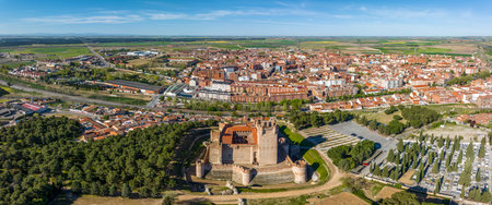 Aerial panoramic view of the city medieval Castle of la Mota  in Medina del Campo, Valladolid, Castilla y Leon, Spainのeditorial素材