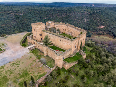Medieval castle of Pedraza built on the esplanade of the fields of Castile, Segovia, Spain.のeditorial素材