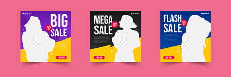 fashion sale social media post templateのイラスト素材