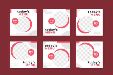 food menu social media post banner template collectionのイラスト素材