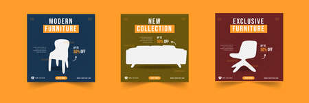 furniture social media post templateのイラスト素材