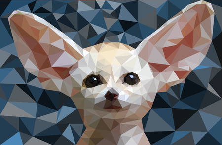 Low poly fox Fennec Vector illustrationのイラスト素材