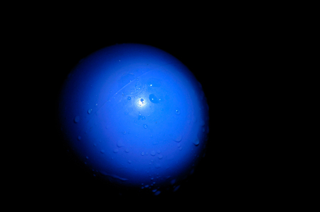 Blue Sphere on Night Black Backgroundの写真素材