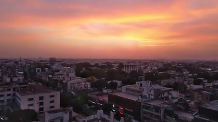 Drone shot of Indore city.の写真素材