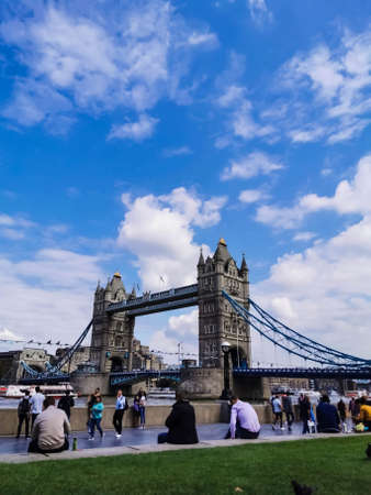 London, UK - June 4,'2020: Tower Bridge in London, the UK. Sunset with beautiful clouds. International landmark. Famous destination.のeditorial素材