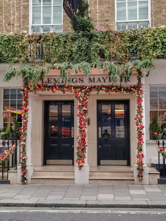 London, UK - June 15,'2020: Hotel Flemings Mayfair on half moon street in Mayfair, London. Hotel near Green park. Exterior of the hotel.のeditorial素材