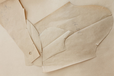 Sewing pattern cut from paper on a sewing munufacture