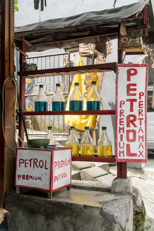 Gasoline sold in bottles on Bali, Indonesia.の写真素材