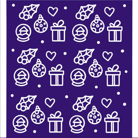 Set of black icons on a purple background in the style of Christmas and New Year. Vector illustrations for greeting cards, website designs, gift tags, and marketing materials.のイラスト素材