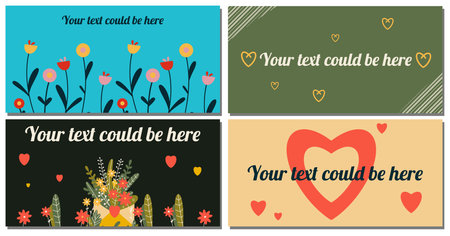Set of banners Happy Valentine's Day, 14 February. Vector banner with text with flowers.のイラスト素材