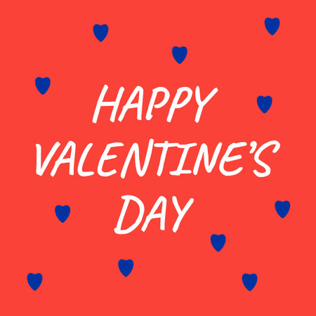 Postcard Happy Valentine's Day. Vector illustration with a balloon, hearts and text on a solid background.のイラスト素材