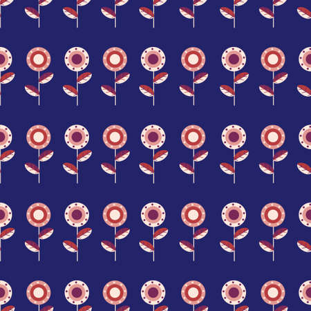 Pattern with flowers, spring, summer. Vector illustration with flowers on a solid blue background. Suitable for social media, mobile apps, marketing materials.のイラスト素材