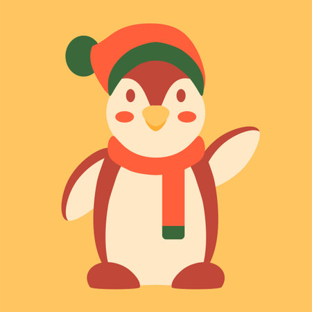 Merry Christmas and Happy New Yer card with penguinのイラスト素材