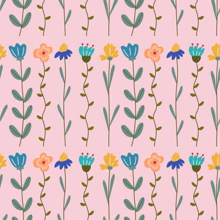 Floral seamless pattern. Vector design with flowers suitable for Valentine's Day, for paper, cover, fabric, indoor decor and more.のイラスト素材