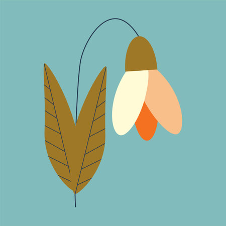 Spring flower, snowdrop. Color vector illustration on a blue background.のイラスト素材