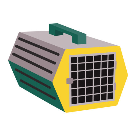 Carrier with grid for animals, cats, dogs, animal care. Flat vector illustration isolated on white background.のイラスト素材
