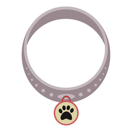 Collar for dogs, cats, animals, with a medallion. Flat vector illustration isolated on white background.のイラスト素材