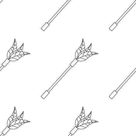 Pattern with a toy for cats, animals, with a feathers on a stick. line art. Vector illustration isolated on white background.のイラスト素材