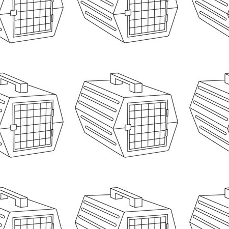 Pattern with carrier with grid for animals, cats, dogs, animal care. line art. Vector illustration isolated on white background.のイラスト素材
