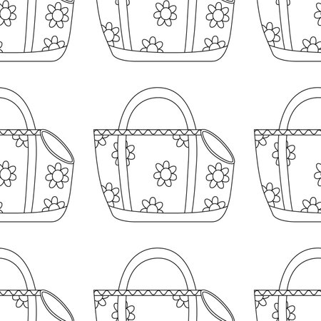 Pattern with soft carrying bag with handles for animals, cats, dogs. line art. Vector illustration isolated on white background.のイラスト素材