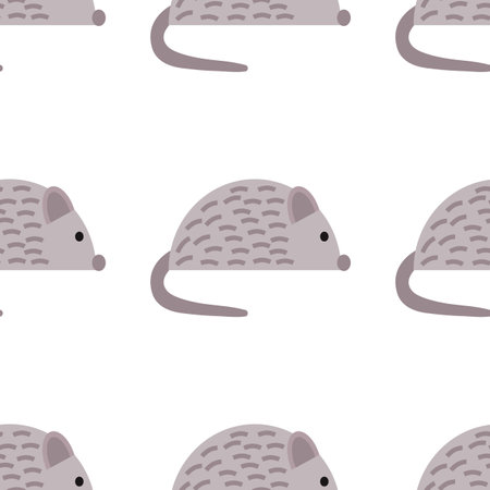 Pattern with a toy for cats, animals, a mouse. Flat vector illustration isolated on white background.のイラスト素材